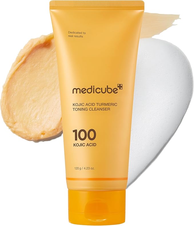 medicube Kojic Acid Turmeric Whip Cleanser | Daily Facial Cleanser for Brightening, Balancing Skin Tone & Texture