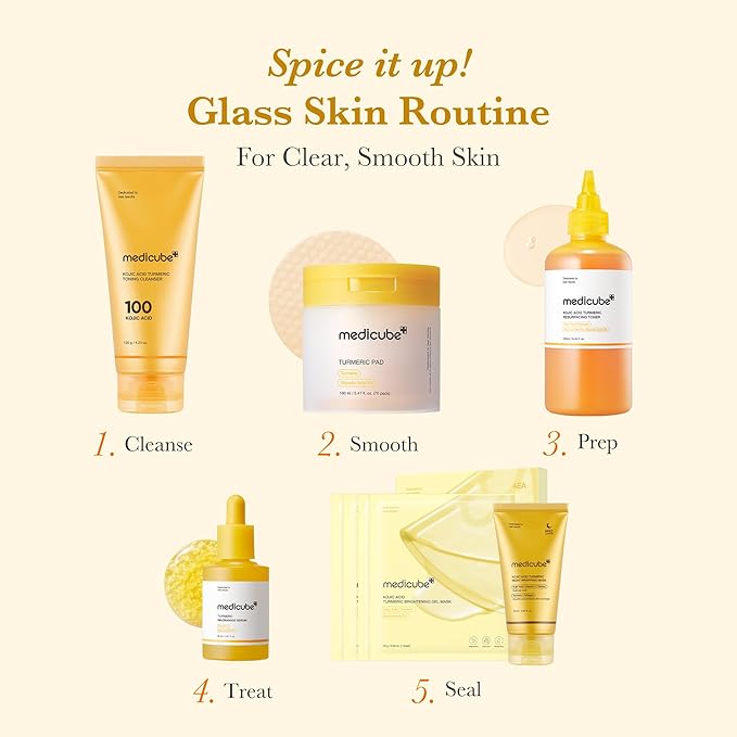 medicube Kojic Acid Turmeric Clarifying Toner Pad for Troubled Skin & Use After Spot Care