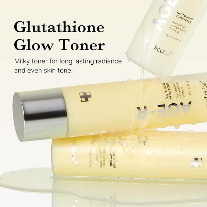 medicube Age-R Glutathione Glow Milky Toner, Low-Irritation Double Layer Toner for Glass Glow Skin with Peptide