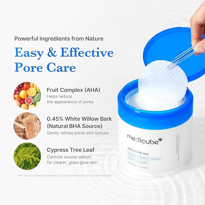 Medicube Zero Pore Pads 2.0 - Dual-Textured Facial Toner Pads for Exfoliation and Minimizing Pores