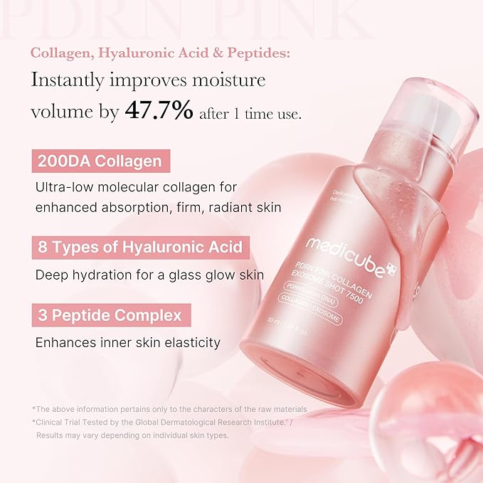medicube PDRN Pink Collagen Exosome Shot Serum 7,500 PPM | Liquid Skin Booster