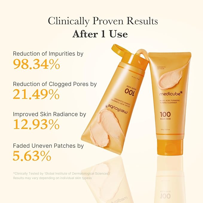 medicube Kojic Acid Turmeric Whip Cleanser | Daily Facial Cleanser for Brightening, Balancing Skin Tone & Texture