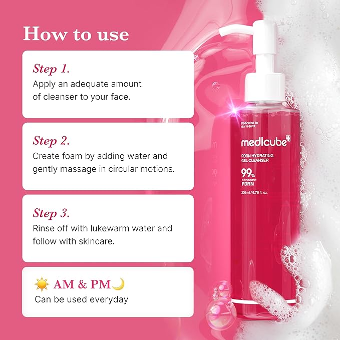 medicube PDRN Jelly to Foam Cleanser | Low pH Hydrating Daily Face Wash for All Skin Types | With PDRN, Collagen & LHA