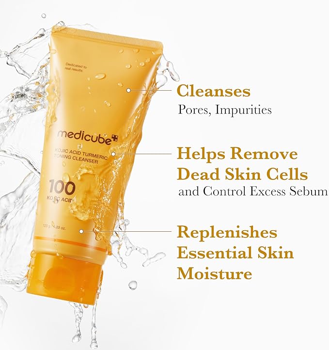 medicube Kojic Acid Turmeric Whip Cleanser | Daily Facial Cleanser for Brightening, Balancing Skin Tone & Texture
