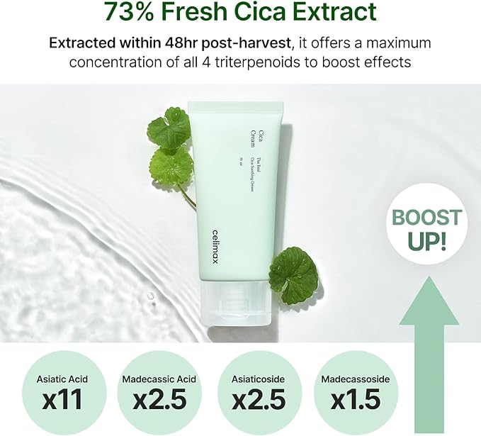 celimax The Real Cica Soothing Cream | with Fresh Cica Extract, Oil Free, Hydrating