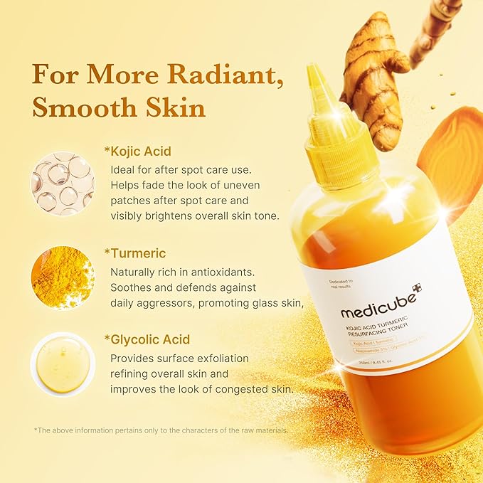 medicube Kojic Acid Turmeric Smoothing Toner for Face & Body | Lightweight Toner for Balancing Uneven Skin Tone