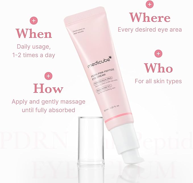 medicube Salmon DNA PDRN Pink Peptide Eye Serum with Niacinamide and 99% Purity Retinol for Fine Lines