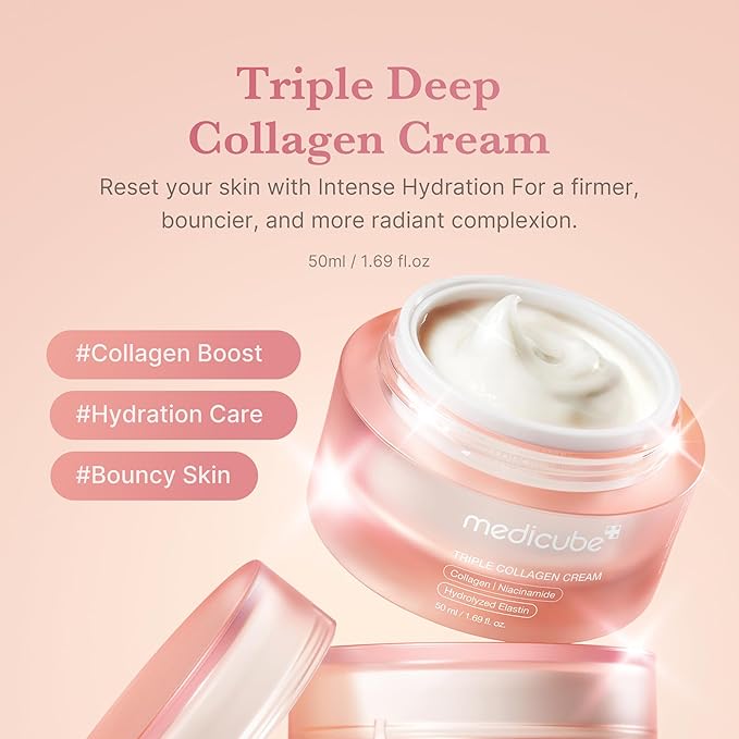 medicube Triple Collagen Cream - Hydrating & Firming Moisturizer with Hyaluronic Acid