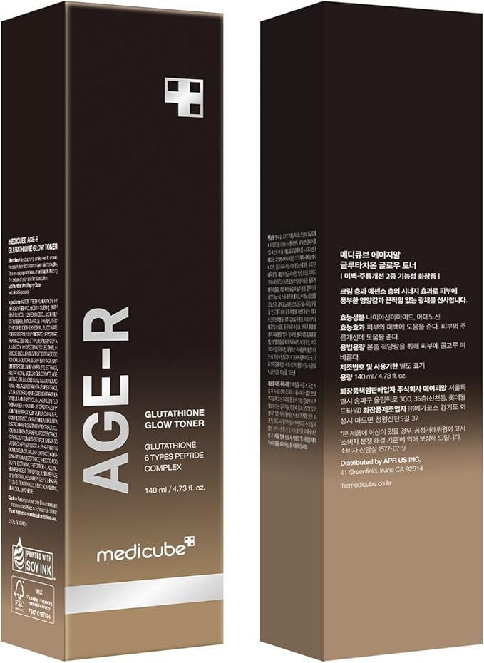 medicube Age-R Glutathione Glow Milky Toner, Low-Irritation Double Layer Toner for Glass Glow Skin with Peptide